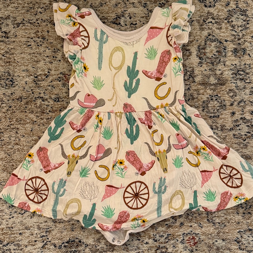 Little Sleepies Cowgirl Twirl Bodysuit Dress- Size 24mos.
